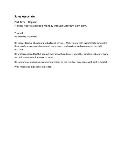 Sales Associate job description.docx | DocDroid