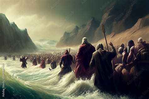 Exodus Of The Bible Moses Crossing The Red Sea With The Israelites