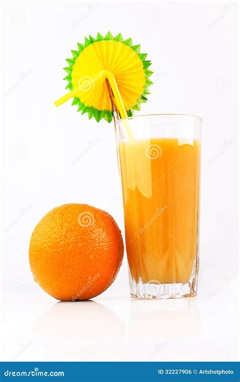 Orange Juice With Drinking Straw And Anorange Stock Photo Image Of