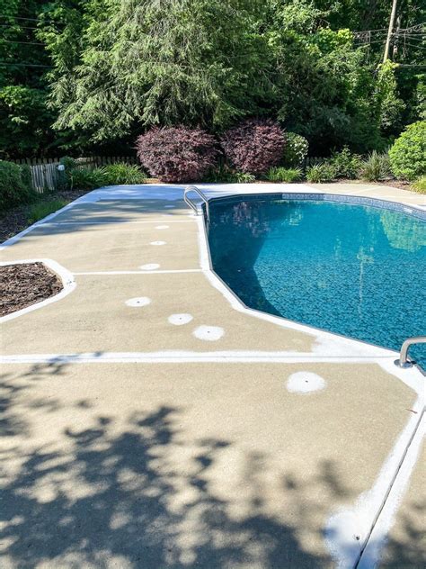 Diy Painted Concrete Pool Deck And Patio Blesser House Painted Pool