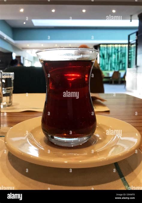Turkish Tea Served In Traditional Slim Waisted Tulip Shaped Ince Belli