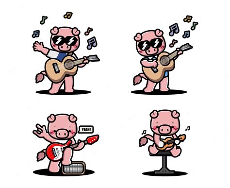 Premium Vector Cute Pig Playing Guitar
