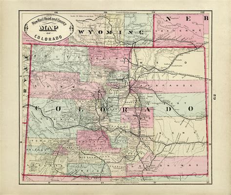 Old Colorado Map By George Franklin Cram 1882 Drawing By Blue Monocle