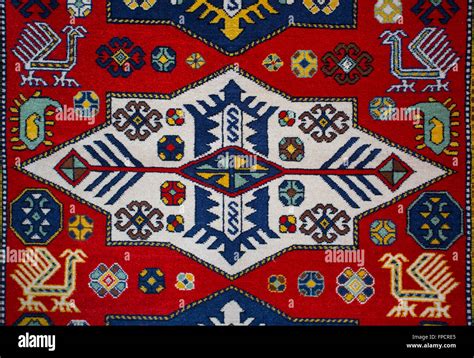 Armenian Traditional Carpet And Rug Ornaments And Patterns Stock Photo