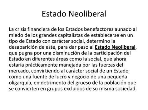 Ppt Estado Neoliberal Del Estado De Bienestar Al Estado Neoliberal Powerpoint Presentation