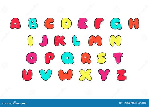 Abc Sketch Latin Font Decorative Funny Isolated Letter Icons For Kids