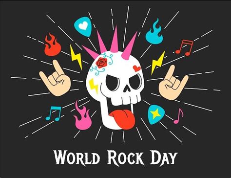 Fundo De Dia Mundial Do Rock Plano Com Caveira Vetor Grátis Dia