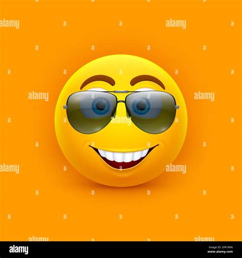 Emoji En Gafas De Sol Icono Cómico Emoticono Sonrisa Amarilla Con