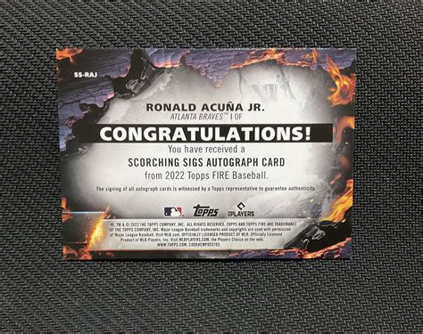 Ronald Acuna Jr Scorching Signs Autograph Card Sp Auto 2022 Topps Fire