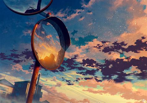 Download 1920x1356 Anime Sky Mirror Clouds Scenic Wallpapers