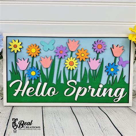 Layered Hello Spring Sign Beal Creations