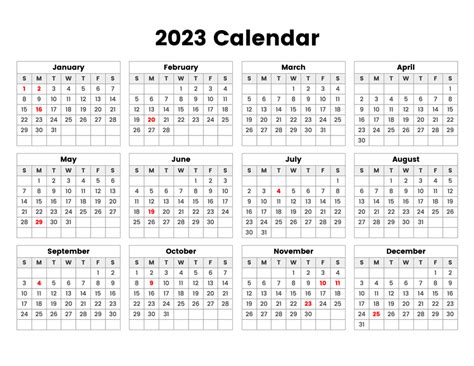 2023 Year Calendar With Holidays A Printable Calendar