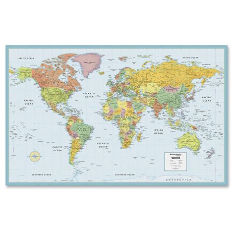 Rand Mcnally M Series Full Color Laminated World Wall Map 50 X 32