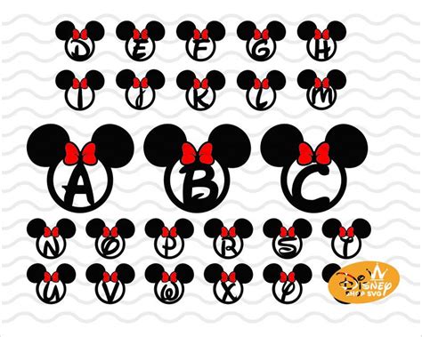 Disney Svg Font Minnie Head Alphabet Svg Ears Svg Minnie Etsy