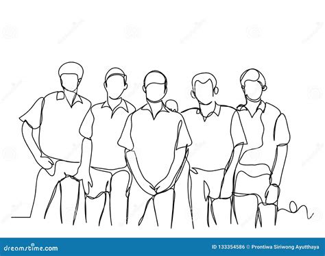 Continuous Line Drawing Of A Group Of Friends Enjoying A Line Dancing