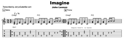 John Lennon Imagine Guitar Lesson Tab And Chords Jerrys Guitar Bar