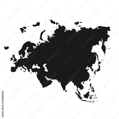 Eurasia Map Monochrome Eurasia Continent Icon Europe And Asia Map