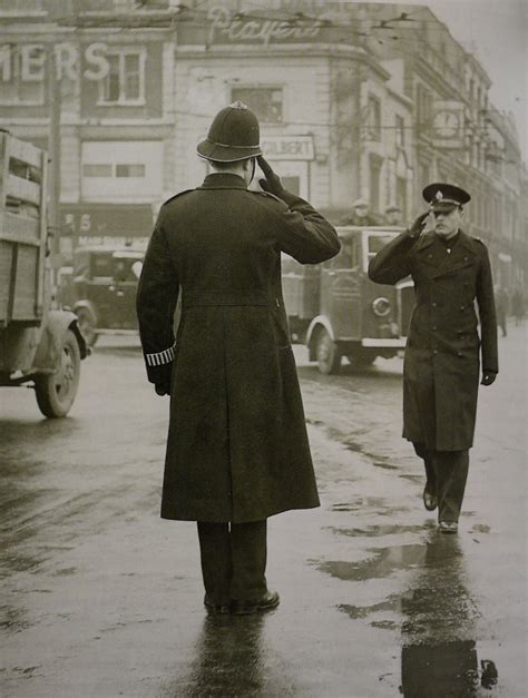 Traffic Officer Saluting Inspector London 1948 Vintage Everyday