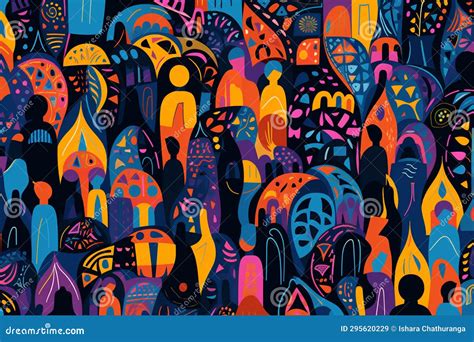 Abstract Patterns Reflecting Cultural Diversity, Harmony of Geometric