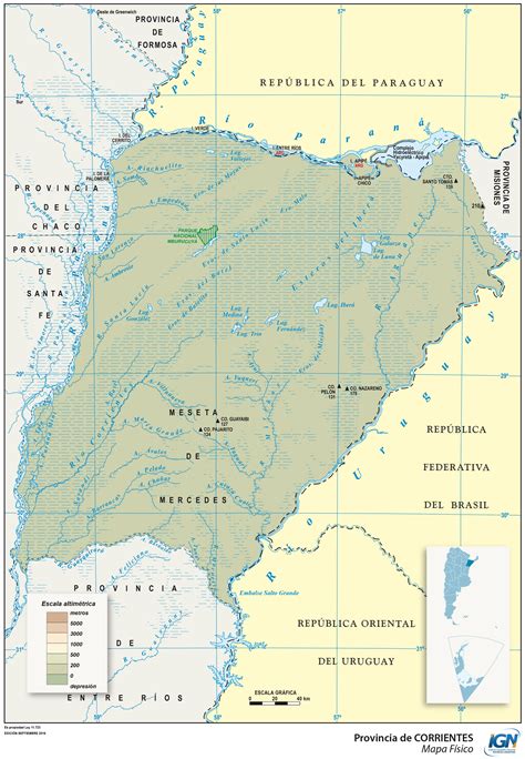 Mapa Físico De La Provincia De Corrientes Argentina Tamaño Completo