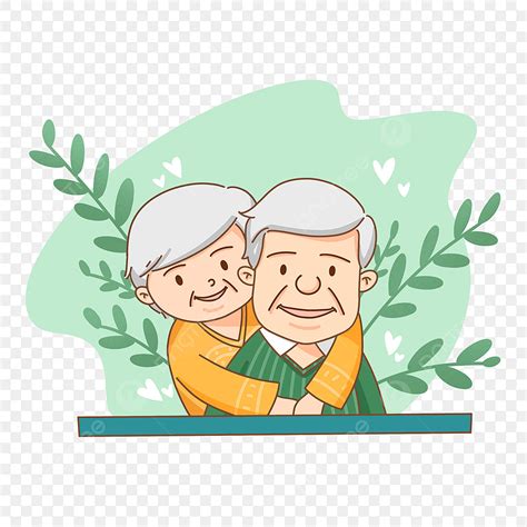 할아버지와 할머니 일러스트 무늬 사랑 초록 PNG 일러스트 및 PSD 이미지 무료 다운로드 Pngtree