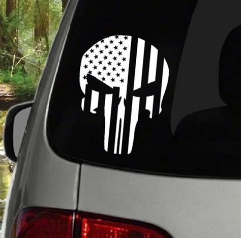 Punisher Flag Decal Multiple Colors Etsy