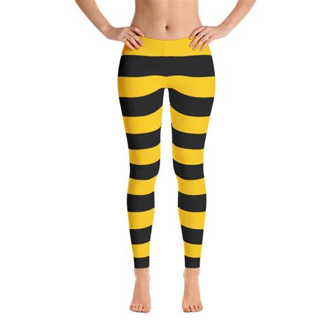 Bumble Bee Leggings Yellow Black Striped Broad Stripes I Funny Etsy