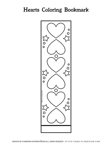 Valentines Day Coloring Page Hearts Bookmark Planerium