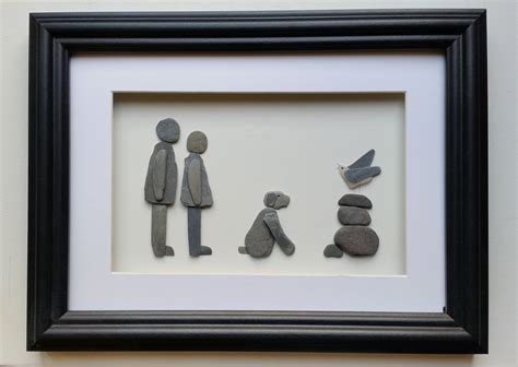 Pebble Art Picture of Couple with Dog and Seagulls, Unique Gift Framed ...