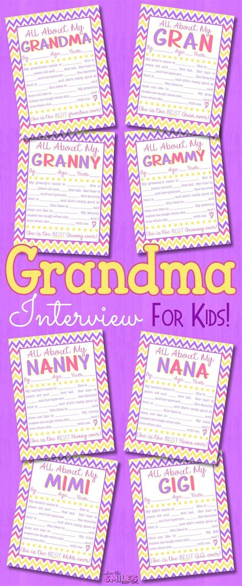 Free All About My Grandma Printable Interview Eight Versions