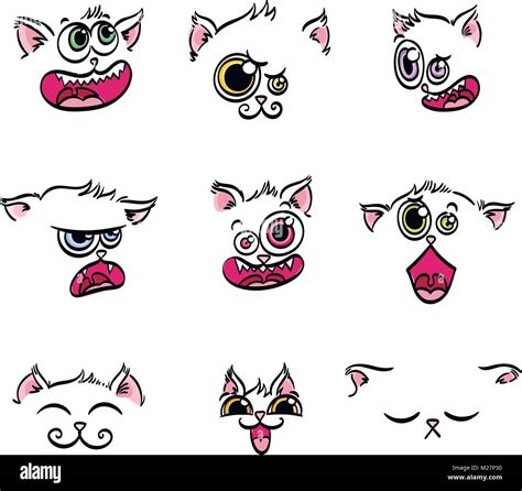 Conjunto De Expresi N De Emoticonos Conjunto De Gato Kawaii Emoji Ilustraci N Vectorial