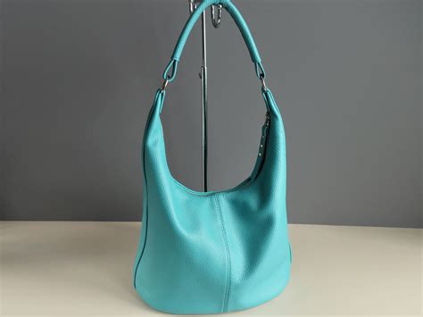 Turquoise Shoulder Bag Soft Leather Hobo Handbag Etsy