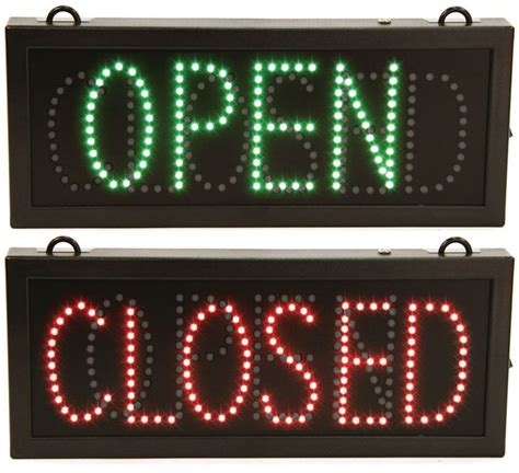 Selectable Open Or Closed Sign With Green And Red Led Lights Red Led