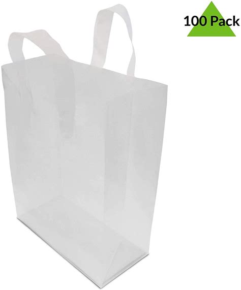 8x10x4 Pack Of 100 Clear Plastic Bags With Handle Shopping Bags