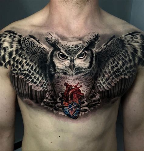 Owl Chest Tattoo Women