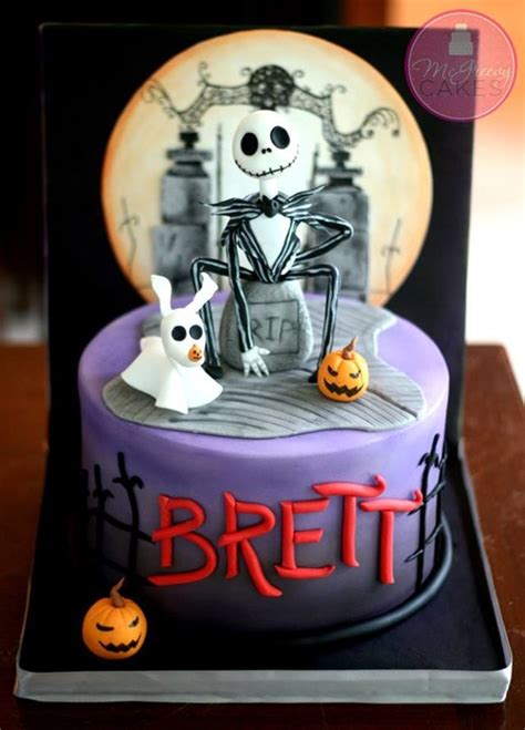 Nightmare before christmas jack skeleton 6 piece birthday cake topper set featuring 2 figure set. Gorgeous Jack Skellington Birthday Cake | Nightmare before christmas cake, Halloween cakes ...
