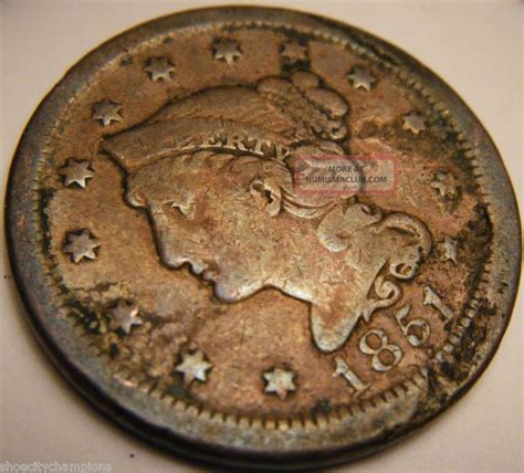 1851 Braided Hair Large Cent Copper Cent Km 67 Fine Usa Ship F