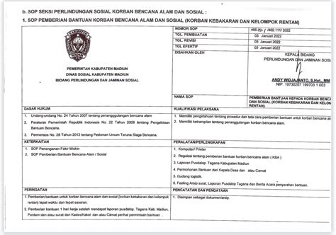 Sop Pemberian Bantuan Kepada Korban Bencana Alam Dan Bencana Sosial