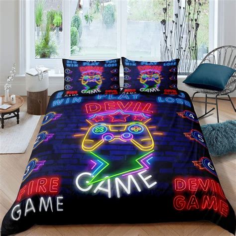 Erosebridal Gamer Bedding Set Boys Youth Modern Colourful Gamepad