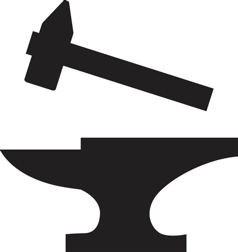 Blacksmith Icon On White Background Anvil And Hammer Sign Anvil With