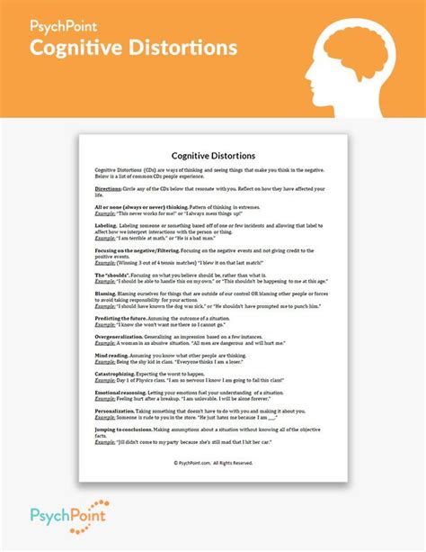Cognitive Distortions Therapy Worksheets