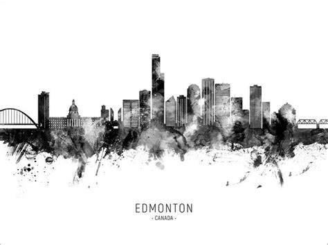 Edmonton Skyline Edmonton Canada Cityscape Art Print Poster Etsy