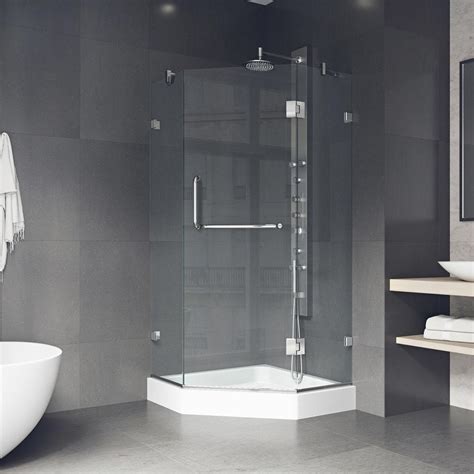 Neo angle frameless glass shower enclosures. VIGO Piedmont 36.125 in. x 78.75 in. Frameless Neo-Angle ...