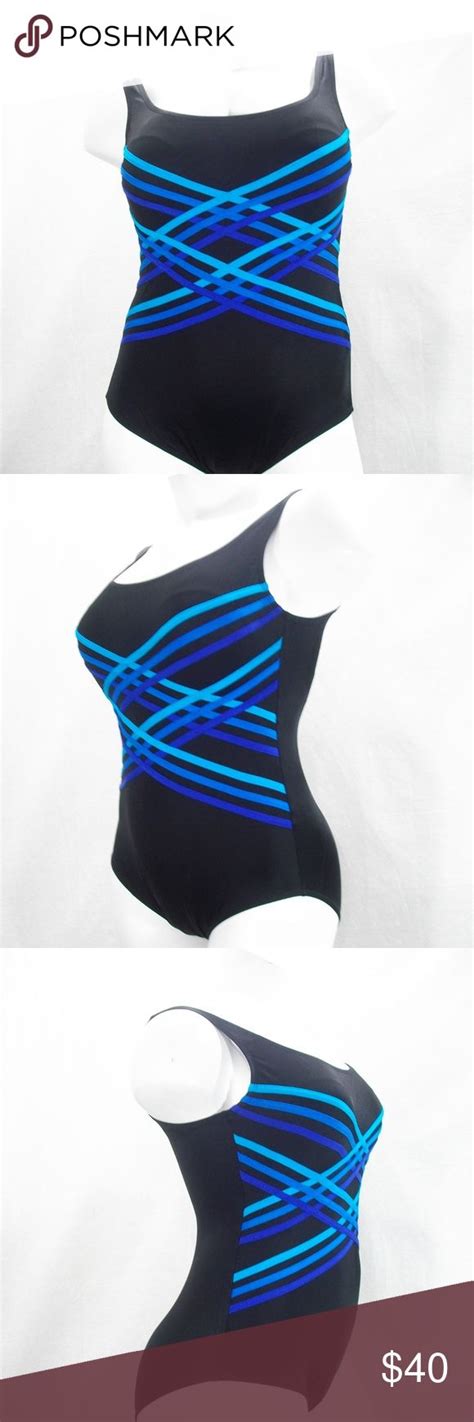 Longitude Colorblock Overlay 1pc Swimsuit Blue Blue Swimsuit Blue