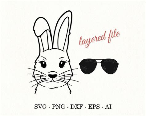 Bunny With Glasses Svg Easter Bunny Svg Rabbit With Sunglasses Etsy Uk