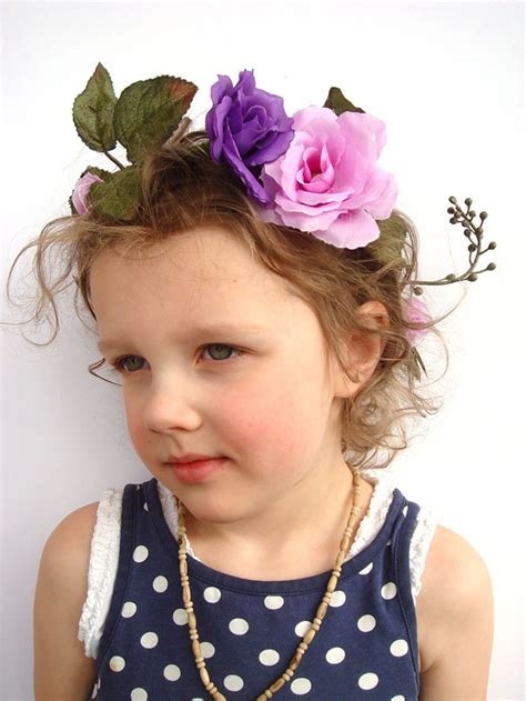Purple Flower Crown Wedding Accessory Woodland Flower Girl Etsy