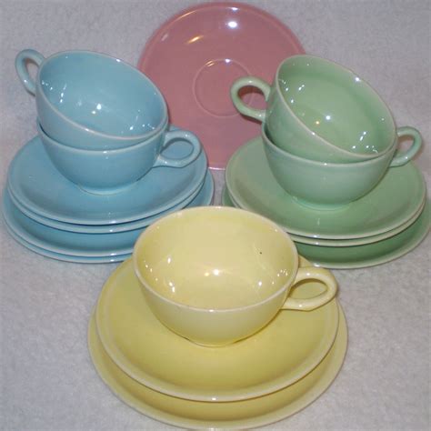 15 Piece Midcentury Pastel Dishes Shenandoah Dishes Cups