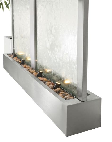 H203cm Colossus Stainless Steel And Glass Water Wall Cascade Indoor