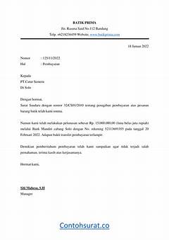 Surat Permohonan Pembayaran