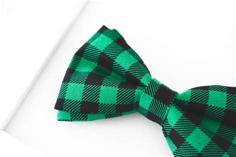 Green Black Plaid Bow Tie Green Tartan Clip On Bow Tie Etsy